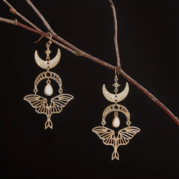 Handmade Moon & Moth Earrings - Picture 4 of 4